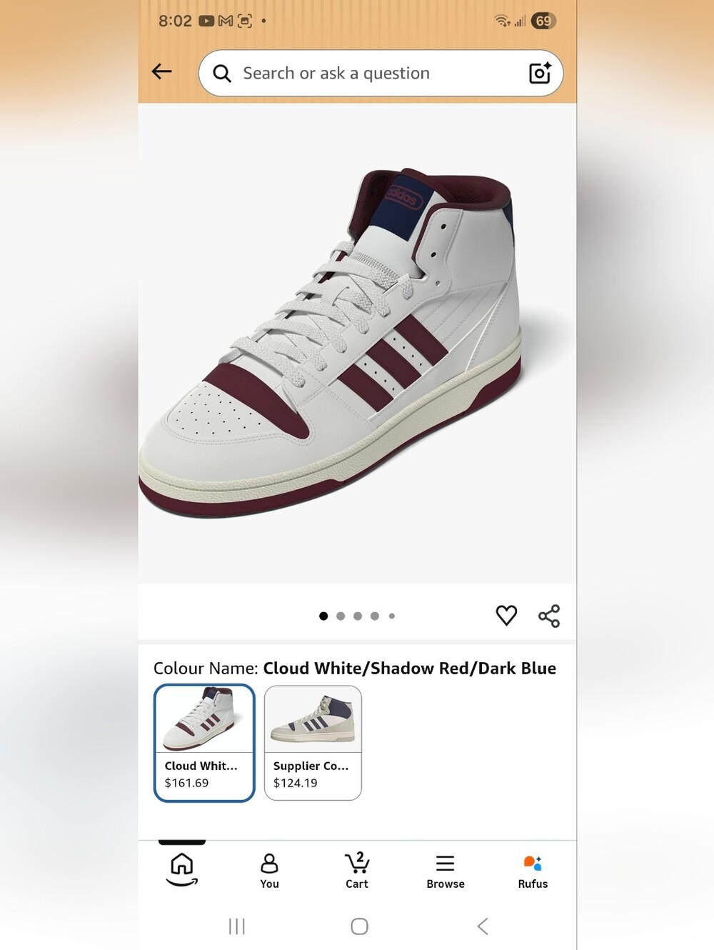 adidas Cloud White / Shadow Red High-Top Sneakers 9.5Women